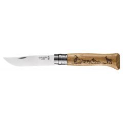 Opinel Inox No 8 Meşe Saplı Keçi Desenli Paslanmaz Çelik Çakı