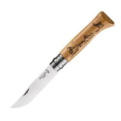 Opinel Inox No 8 Meşe Saplı Keçi Desenli Paslanmaz Çelik Çakı